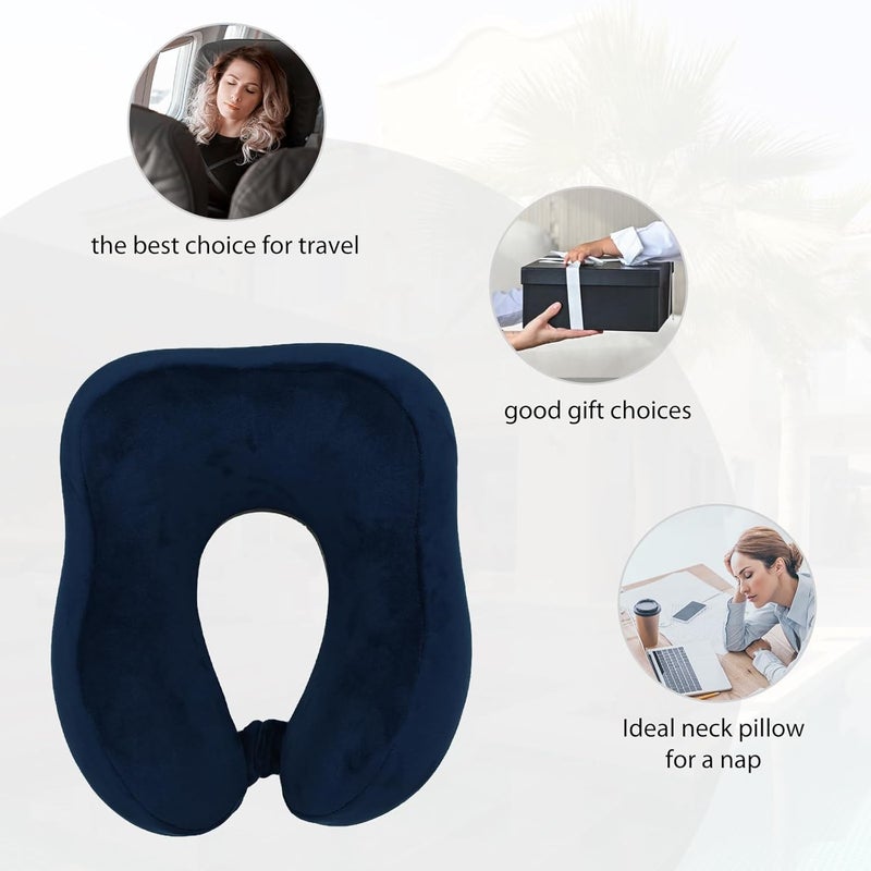 VITANECKART Hump travel pillow, High-end memory foam neck pillow, double support for neck, head and chin, 360° ergonomic design full neck wrap pillow, suitable for office, airplane and car (Dark blue) - Image 5